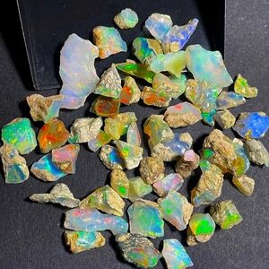 ETHIOPIAN FIRE OPAL Rough Untreated Unpolished Uncut Loose Gemstones Lot 9pcs.